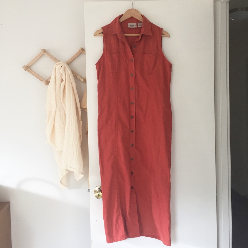 Vintage Bill Blass Linen Blend Button Down Dress